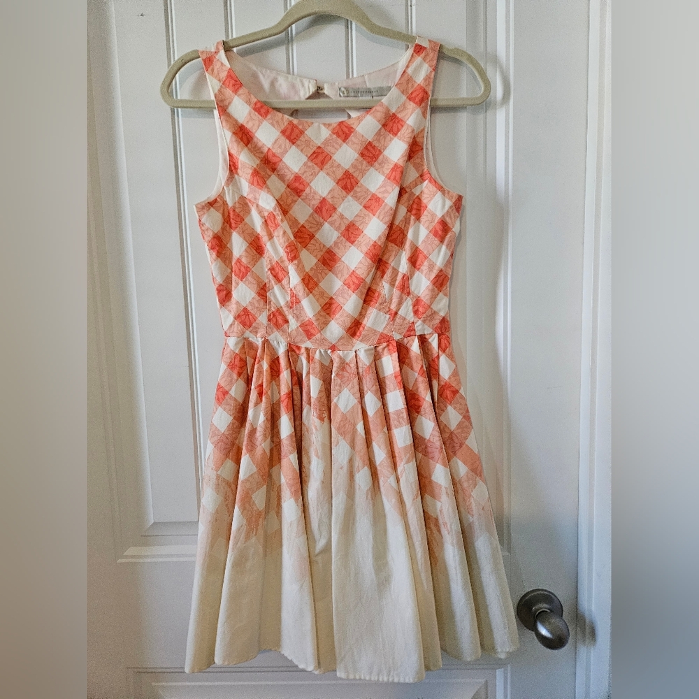 LC Lauren Conrad Dress in Peach and Cream Plaid